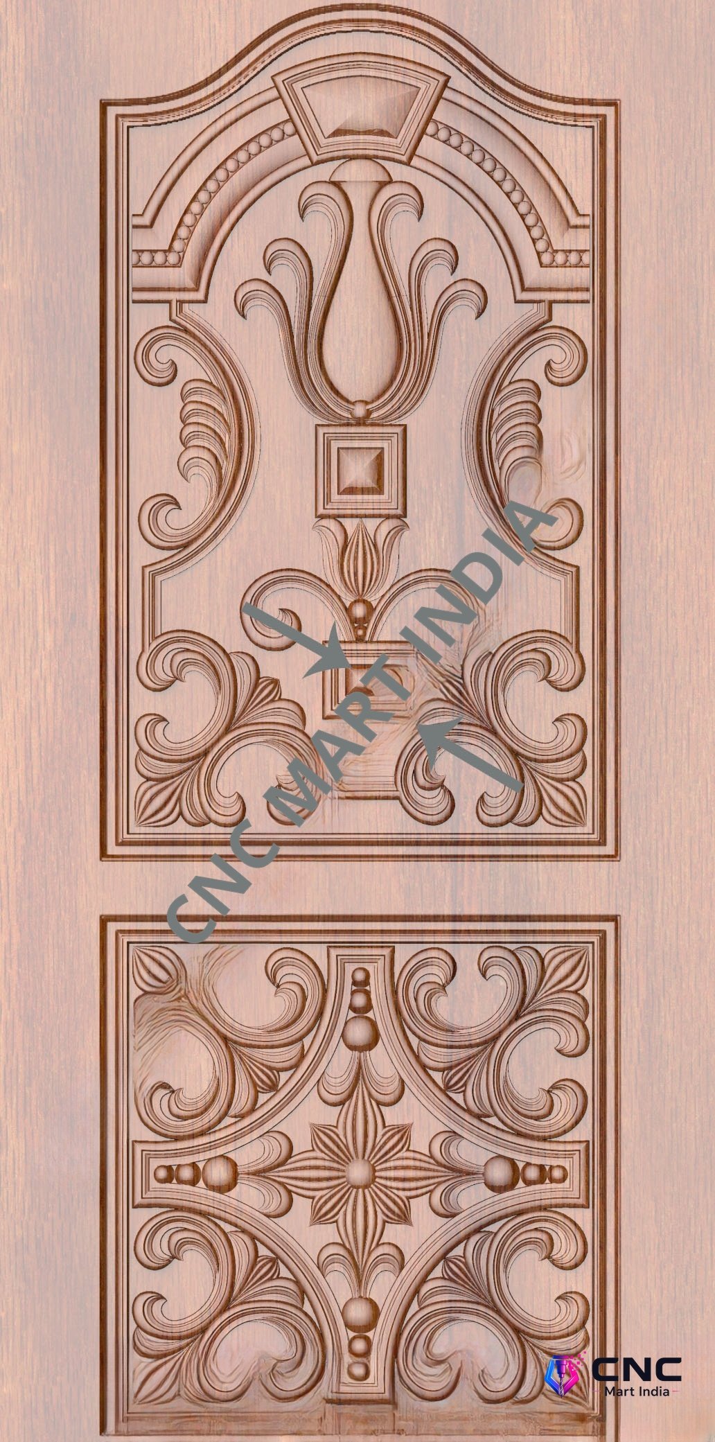 Arch - ARCH-19 Ornate Classical Floral Pattern 3D CNC Door Design Model